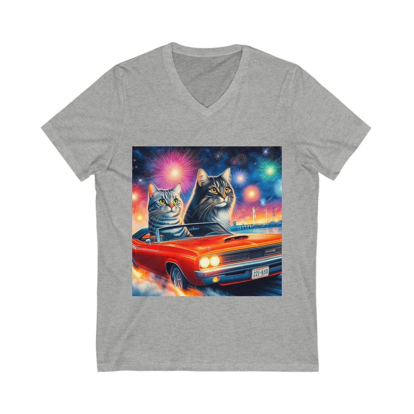 Wacky Domestic Cat Unisex Jersey Short Sleeve V-Neck Tee