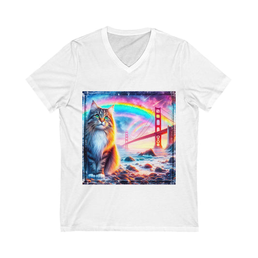 Norwegian Forest Cat Unisex Jersey Short Sleeve V-Neck Tee