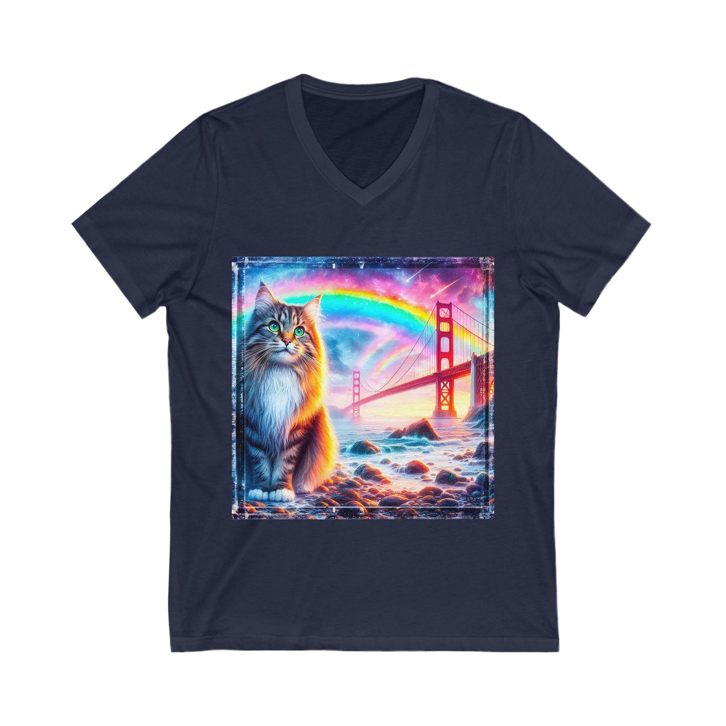 Norwegian Forest Cat Unisex Jersey Short Sleeve V-Neck Tee