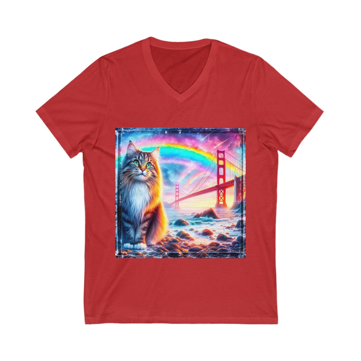 Norwegian Forest Cat Unisex Jersey Short Sleeve V-Neck Tee