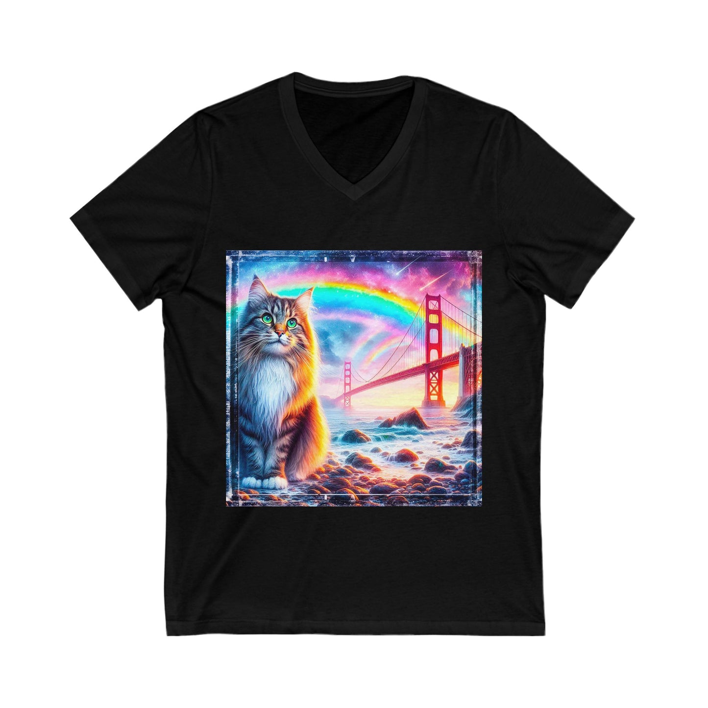 Norwegian Forest Cat Unisex Jersey Short Sleeve V-Neck Tee