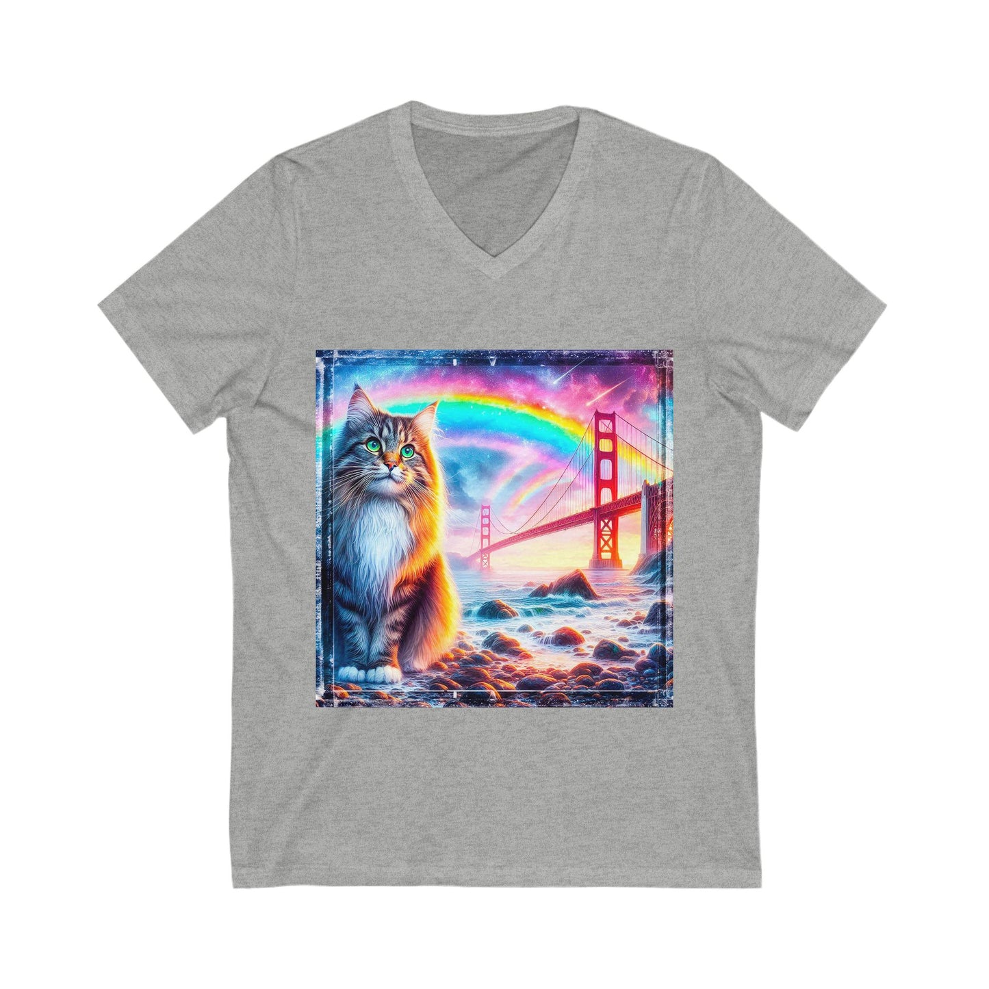 Norwegian Forest Cat Unisex Jersey Short Sleeve V-Neck Tee