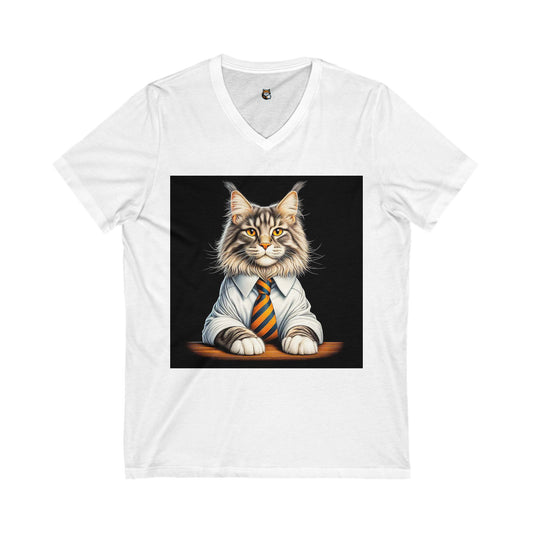 Maine Coon Unisex Jersey Short Sleeve V-Neck Tee