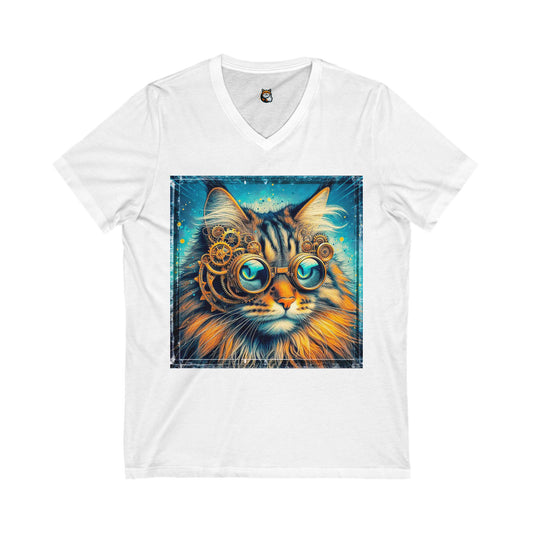 Norwegian Forest Cat Unisex Jersey Short Sleeve V-Neck Tee