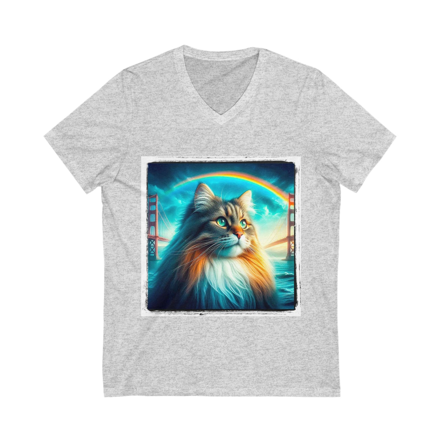 Norwegian Forest Cat Unisex Jersey Short Sleeve V-Neck Tee