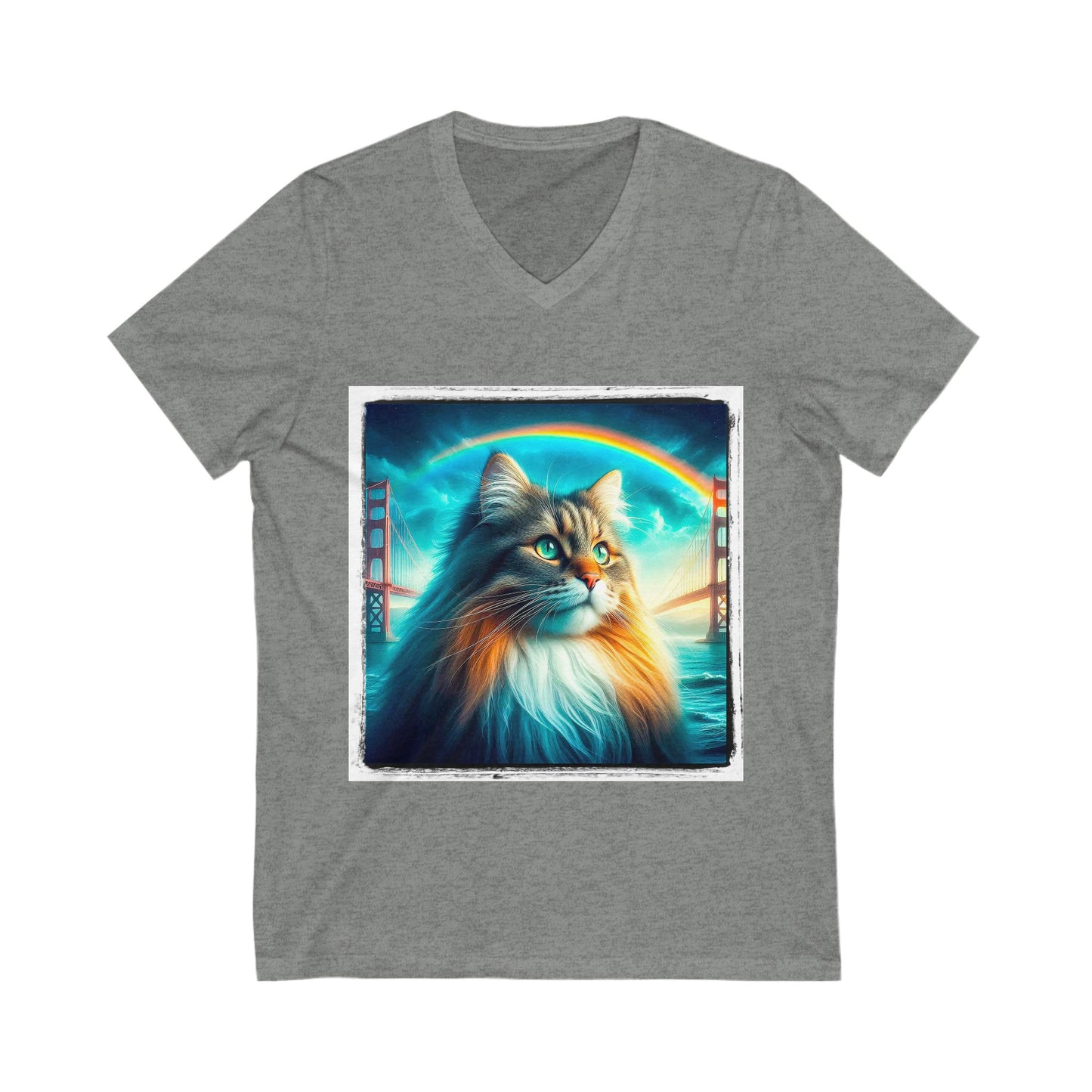 Norwegian Forest Cat Unisex Jersey Short Sleeve V-Neck Tee