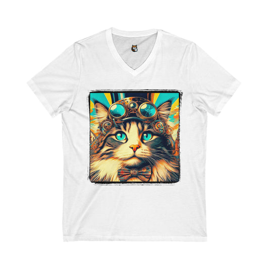 Norwegian Forest Cat Unisex Jersey Short Sleeve V-Neck Tee