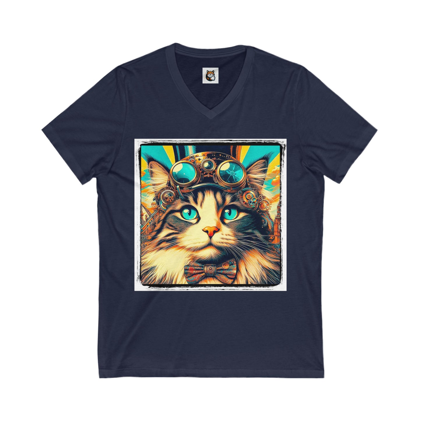 Norwegian Forest Cat Unisex Jersey Short Sleeve V-Neck Tee