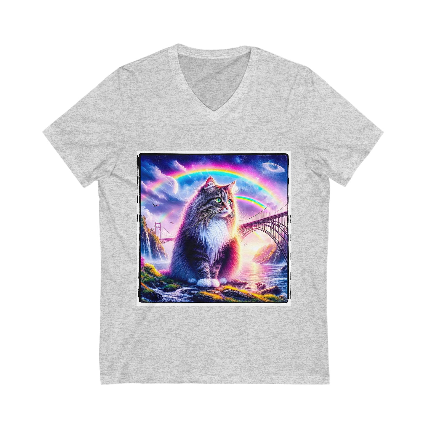 Norwegian Forest Cat Unisex Jersey Short Sleeve V-Neck Tee