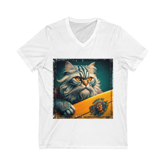 Persian Cat Unisex Jersey Short Sleeve V-Neck Tee