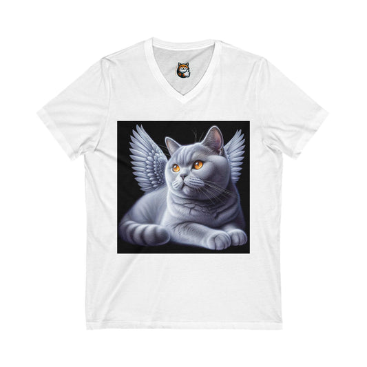 British Shorthair Unisex Jersey Short Sleeve V-Neck Tee