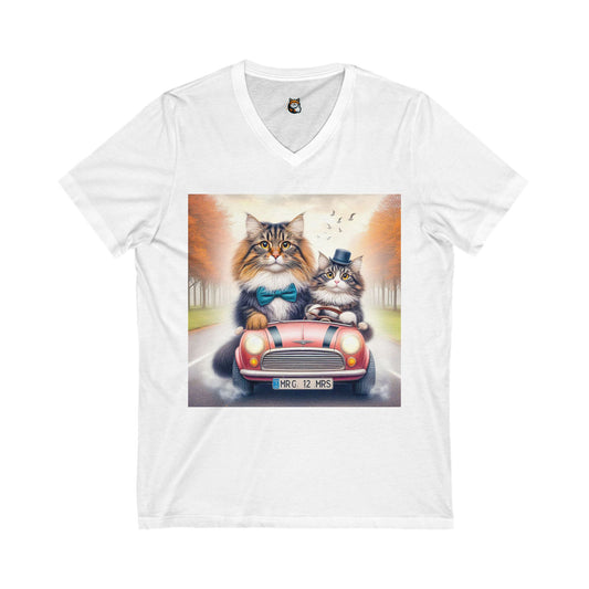 Wacky Norwegian Forest Cat Unisex Jersey Short Sleeve V-Neck Tee